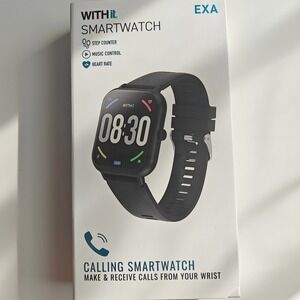 WITHit EXA Smartwatch Black Calling Bluetooth Fitness Tracker iOS Android NEW